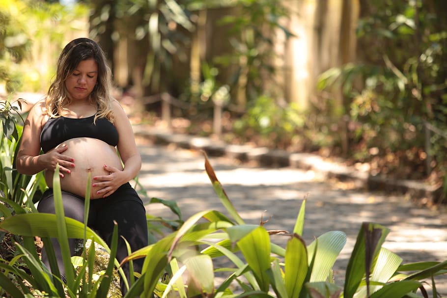 pregnant woman, pregnant, big belly, maternity test, pregnant photos, plant, women, one person, child, nature