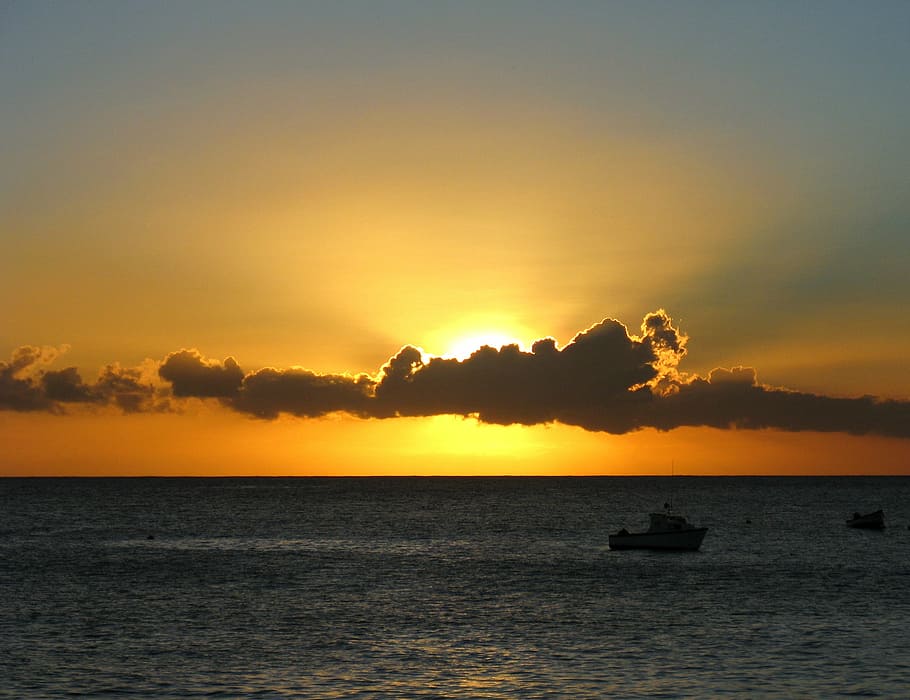 fotografia por do sol, oceano, pôr do sol, nuvens, brilhante, carlisle bay, barbados, céu, mar, agua