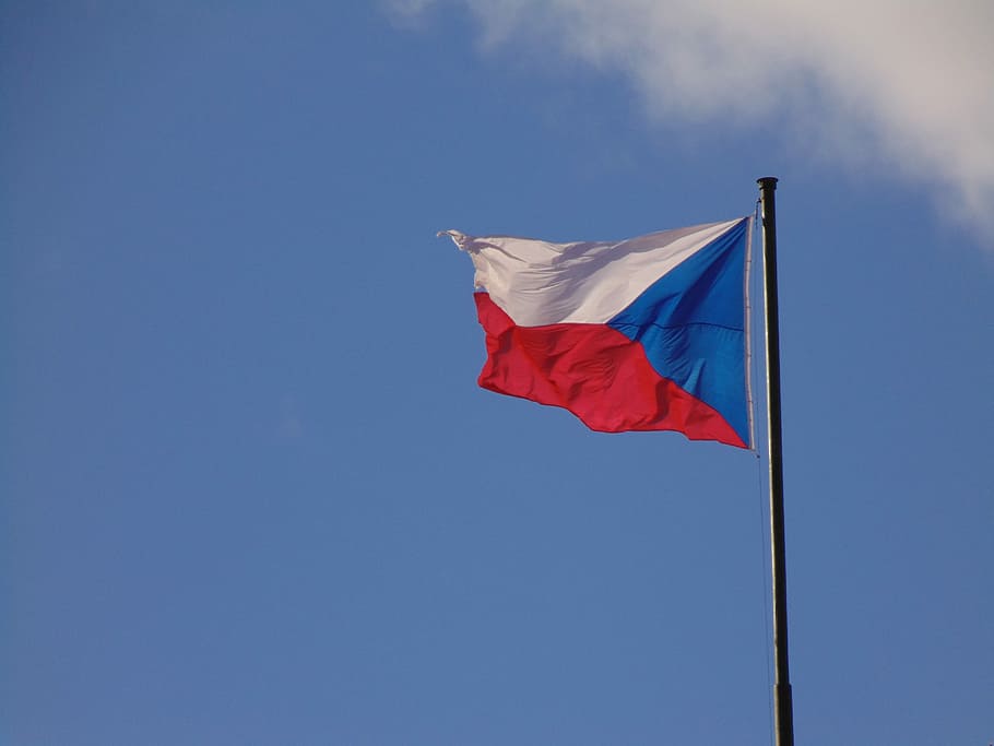 czech republic, czechia, flag, czech, bohemia, patriotism, wind, blue, low angle view, sky