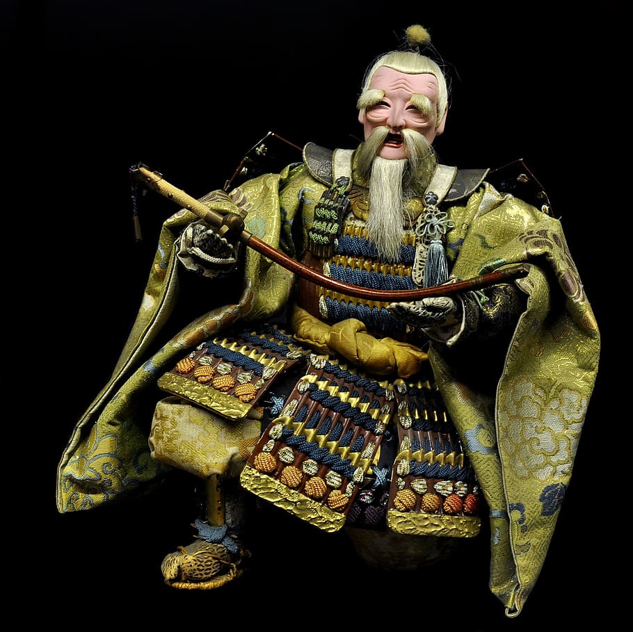 chinese man, holding, sword action figure toy, Emperor, Samurai, Warrior, Japan, samurai sword, katana, ōjin poupée