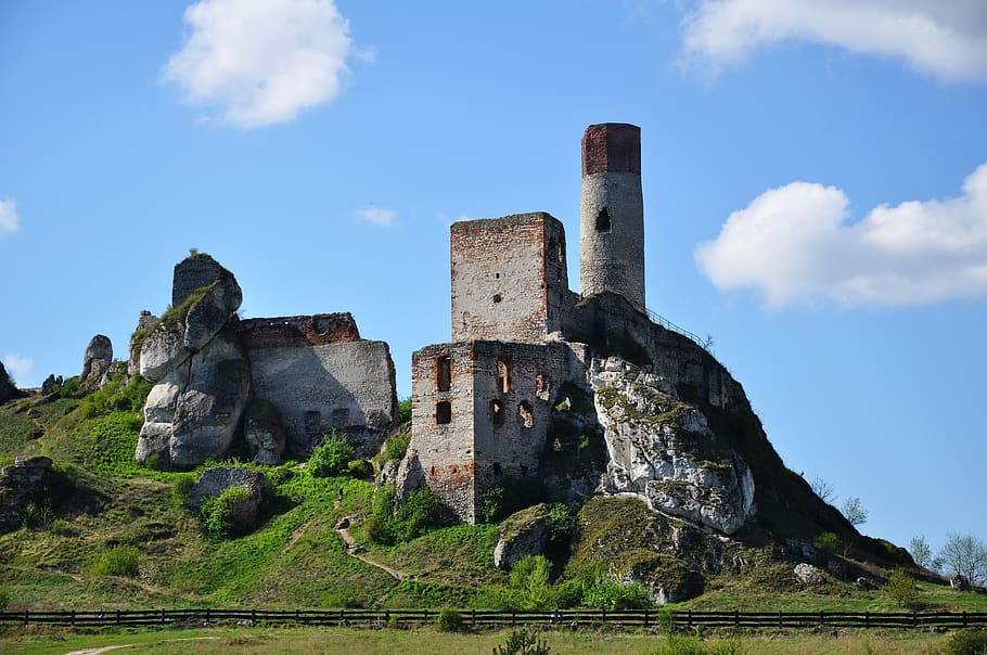poland, castle, jura, olsztyn, the ruins of the, sky, built structure, architecture, history, ancient