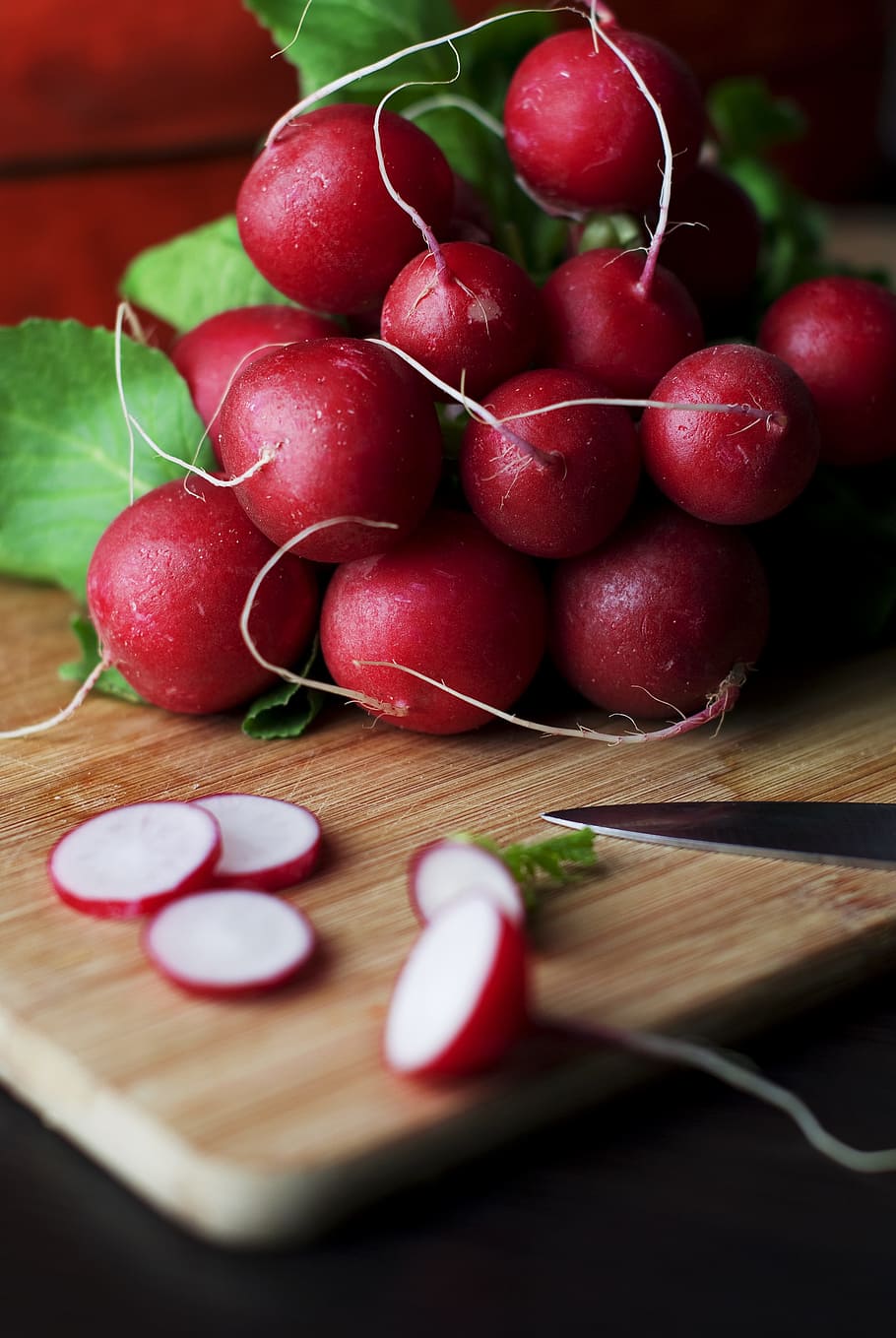 red, sliced, vegetables, table, radishes, vegatables, food, healthy, produce, organic