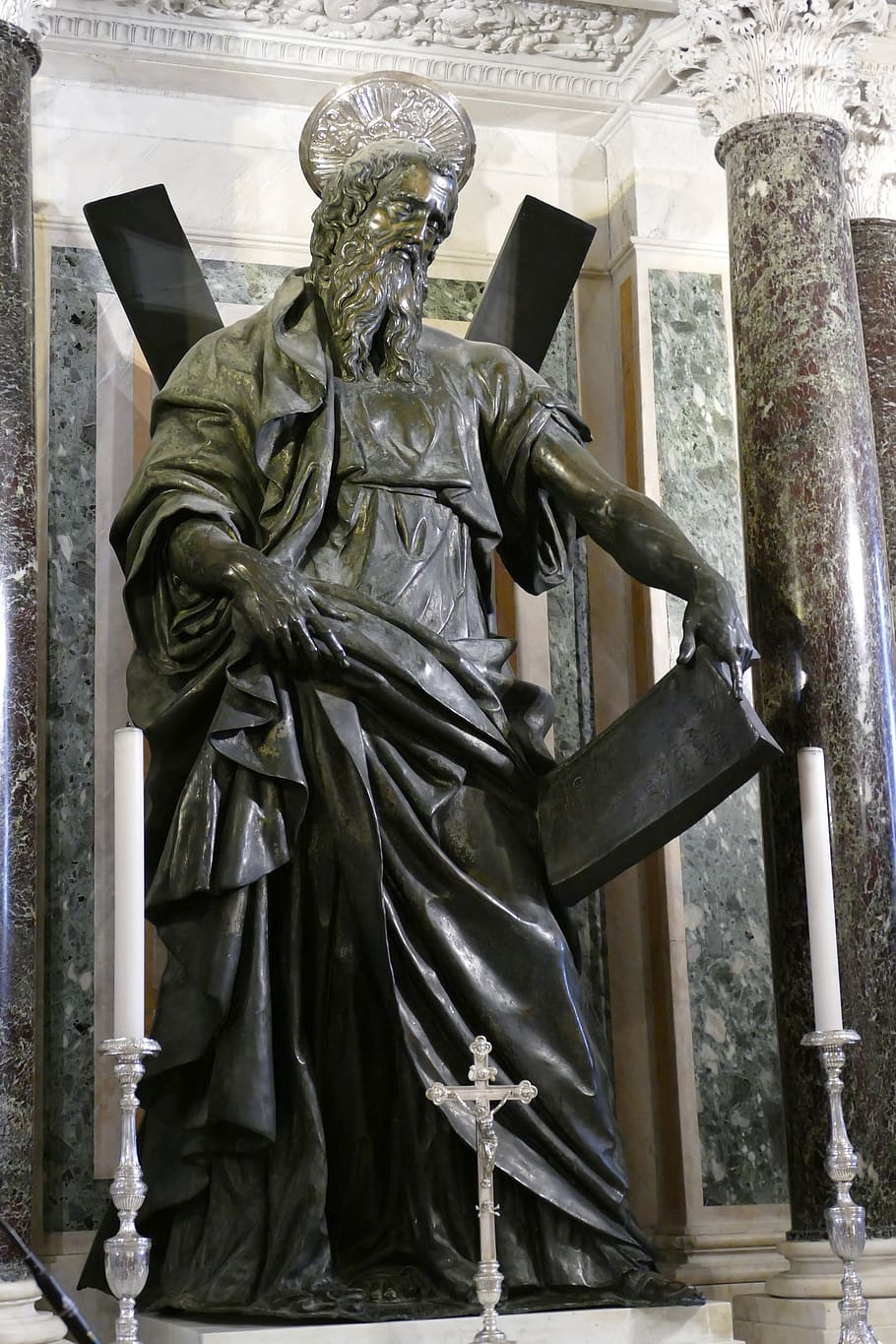 apostle, andreas, historically, christianity, church, andreaskreuz, figure, statue, sculpture, italy