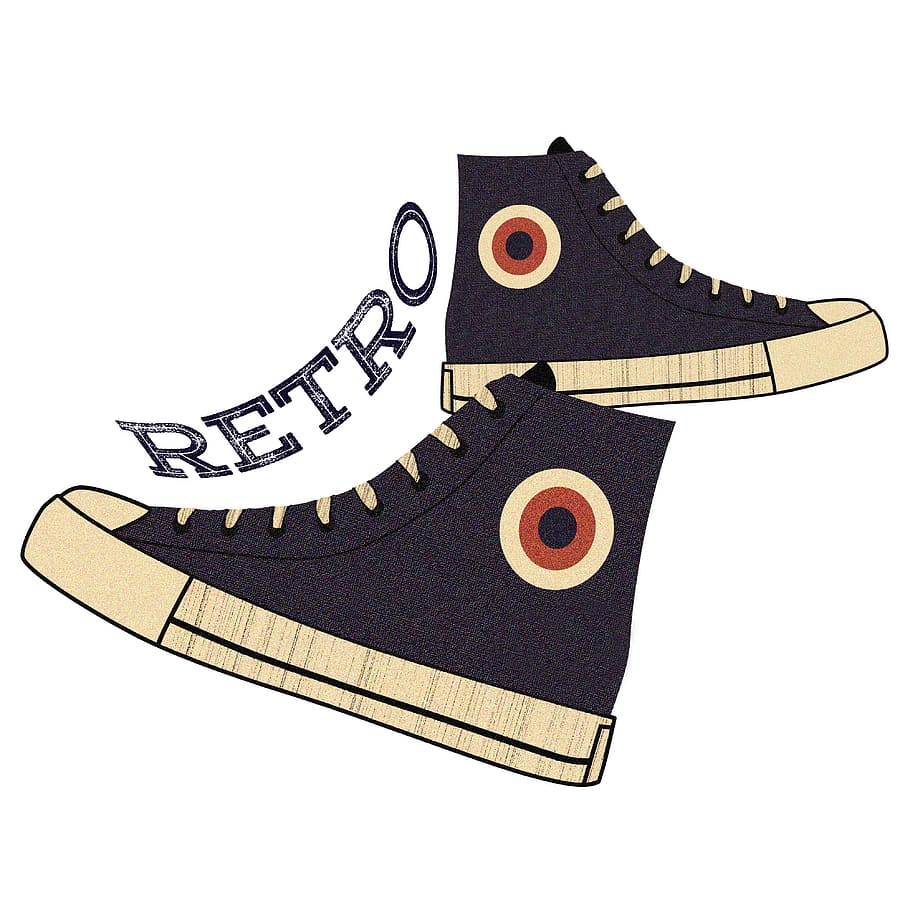 logotipo retro, retro, calzado, vintage, moda, antiguo, zapato, estilo, pie, par