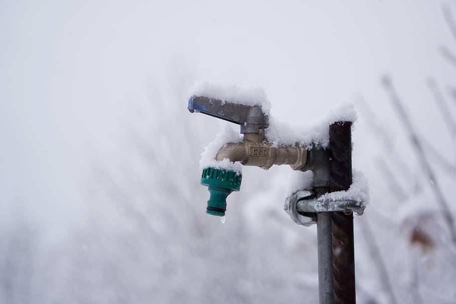 Faucet, Water, Snow, Ice, Hahn, water distributor, garden, winter, cold, frost