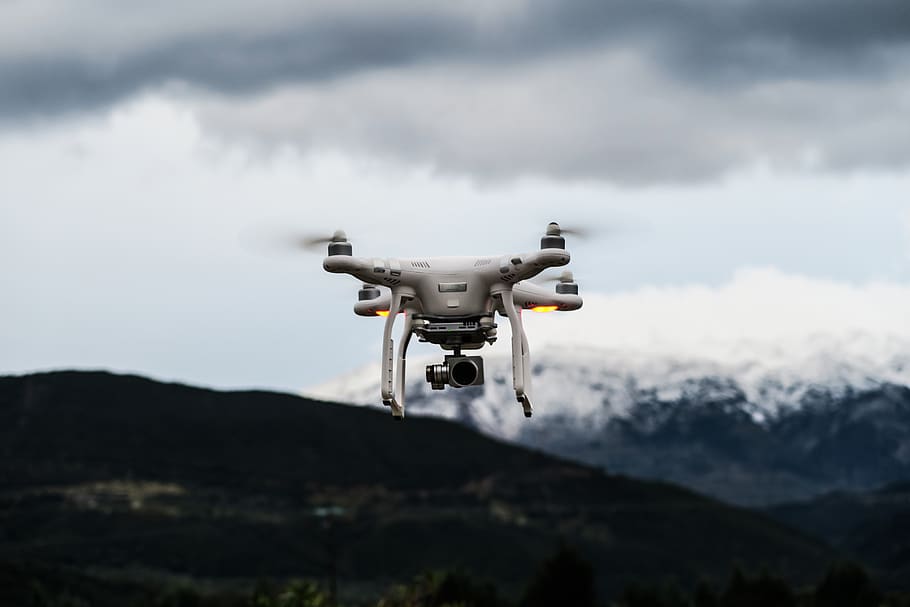 drone, kamera, awan, langit, video, rekam, putih, gunung, udara di tengah, penerbangan