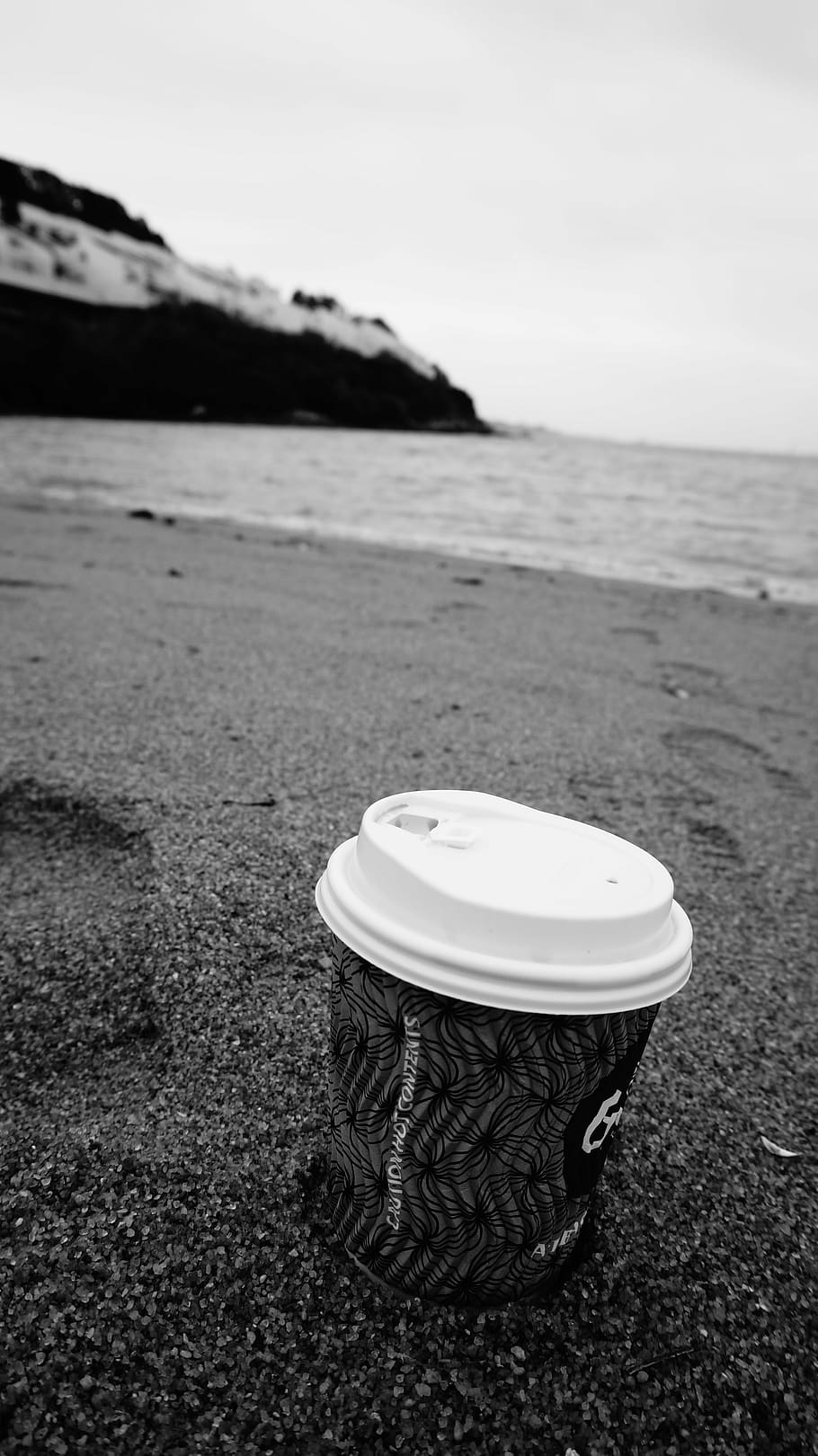 monochrome, water, sea, relaxation, beach, coffee, sand, black and white, peaceful, land