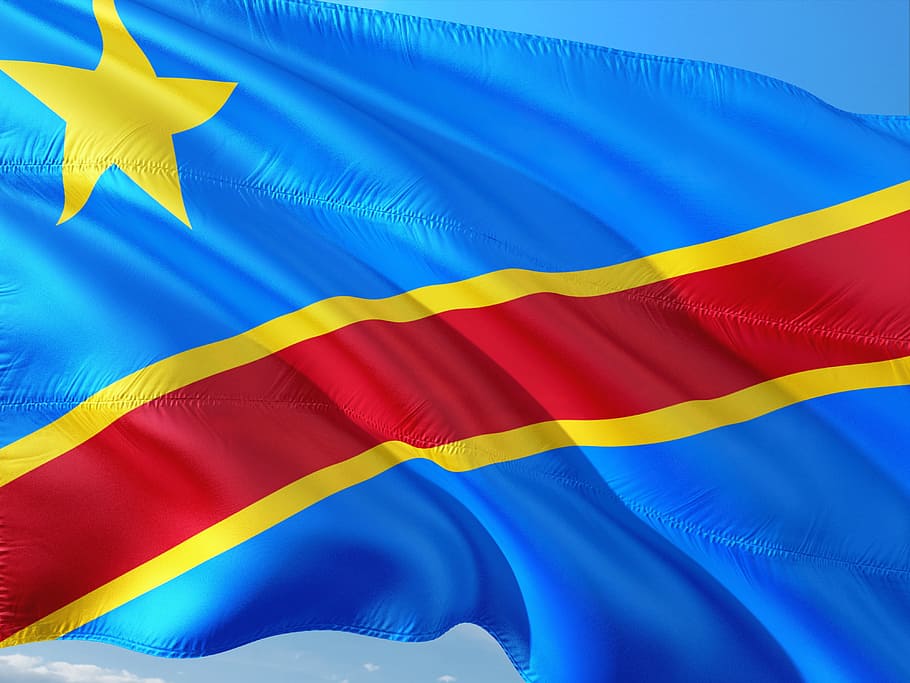 international, flag, democratic-republic-of-the-congo, republic of the congo, blue, multi colored, close-up, vibrant color, red, wind