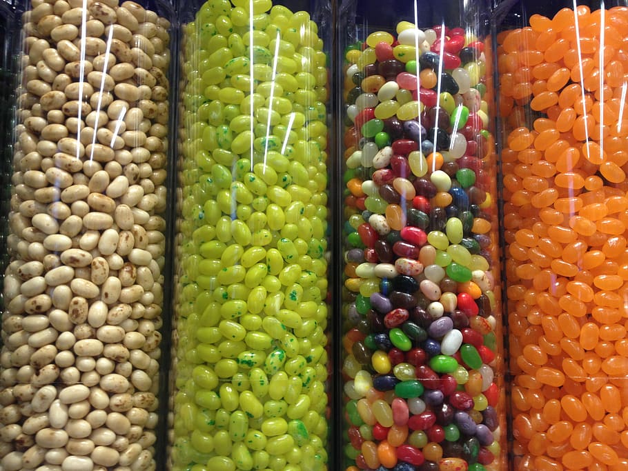 candy, colorful, sugar, sweet, color, snack, green, coated, orange, variety