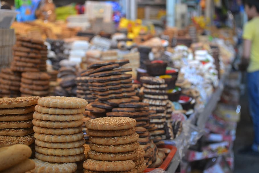 mercado, venda, comida, estoque, obesidade, biscoitos, insalubre, bazar, pilha, comida e bebida