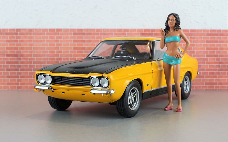 model car, ford, capri, model, diorama, auto, oldtimer, toys, sports car, old