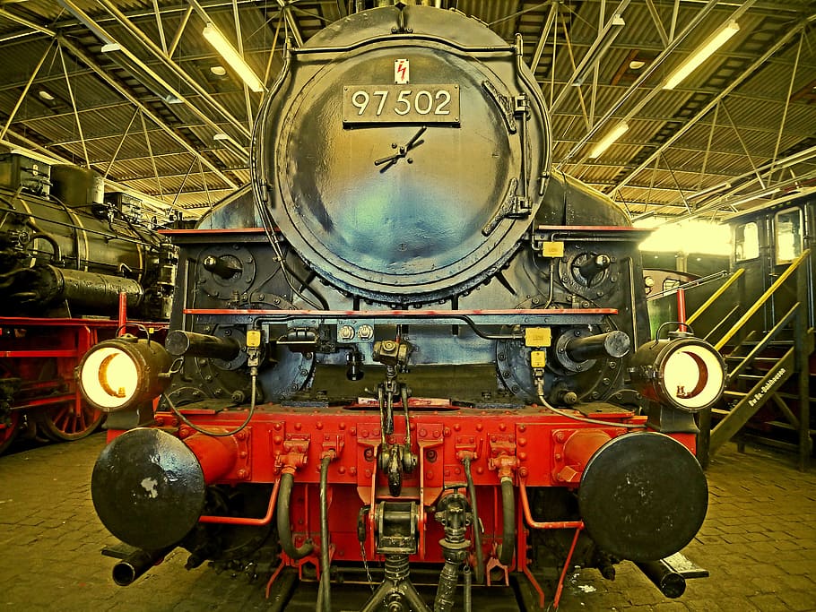 steam locomotive, railway museum, bochum-dahlhausen, locomotive shed, rarity, zahnradlok, baden-württemberg, normal track, dgeg, exhibit