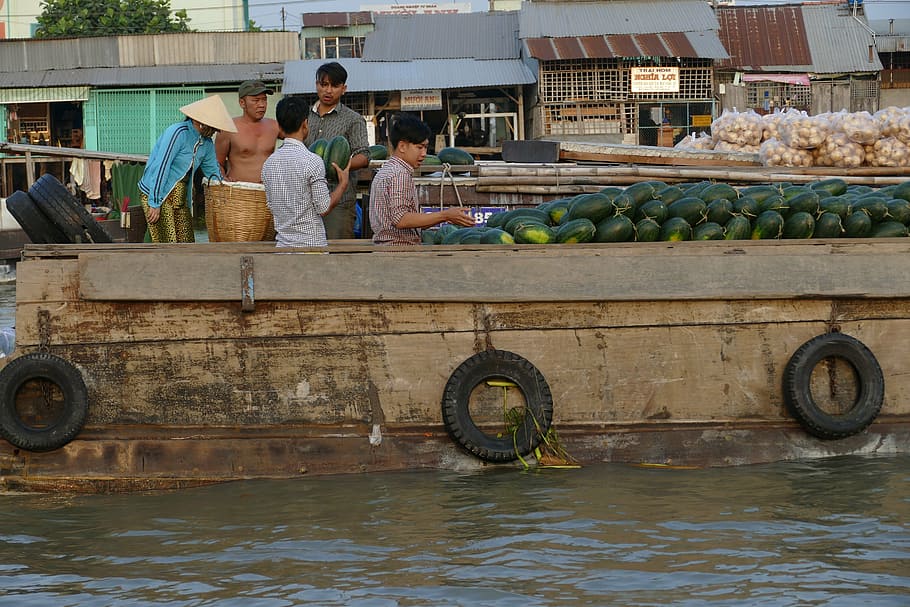vietnam, sungai mekong, mekong delta, perjalanan dengan kapal, sungai, pasar, pasar terapung, sepatu bot, kapal, transportasi