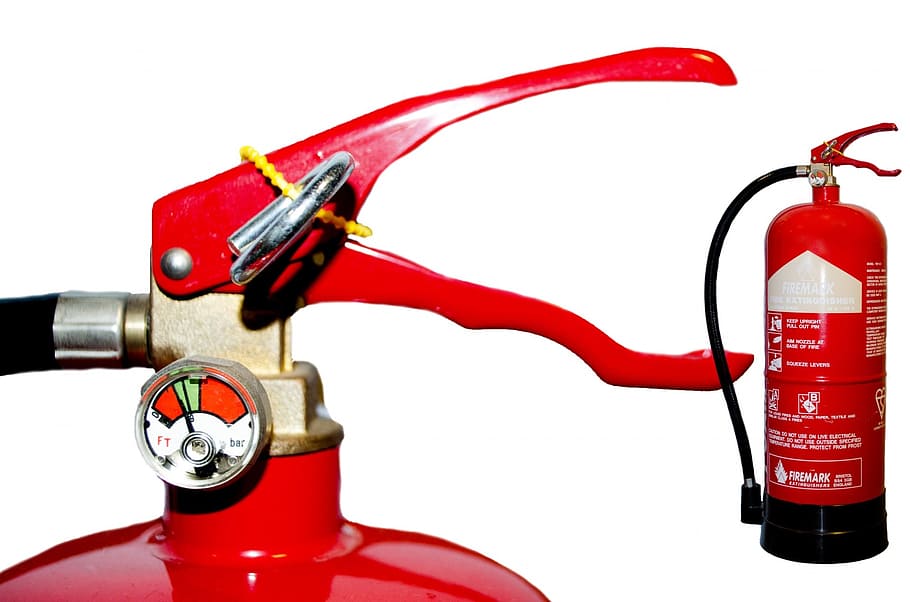 merah, pemadam api, putih, permukaan, alarm, batch, pembakaran, jelas, kliping, wadah