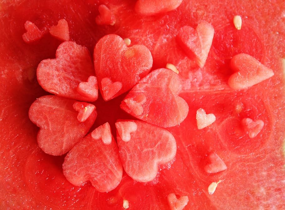 watermelon, juicy, heart, fruit, food, delicious, eat, healthy, pulp, vitamins