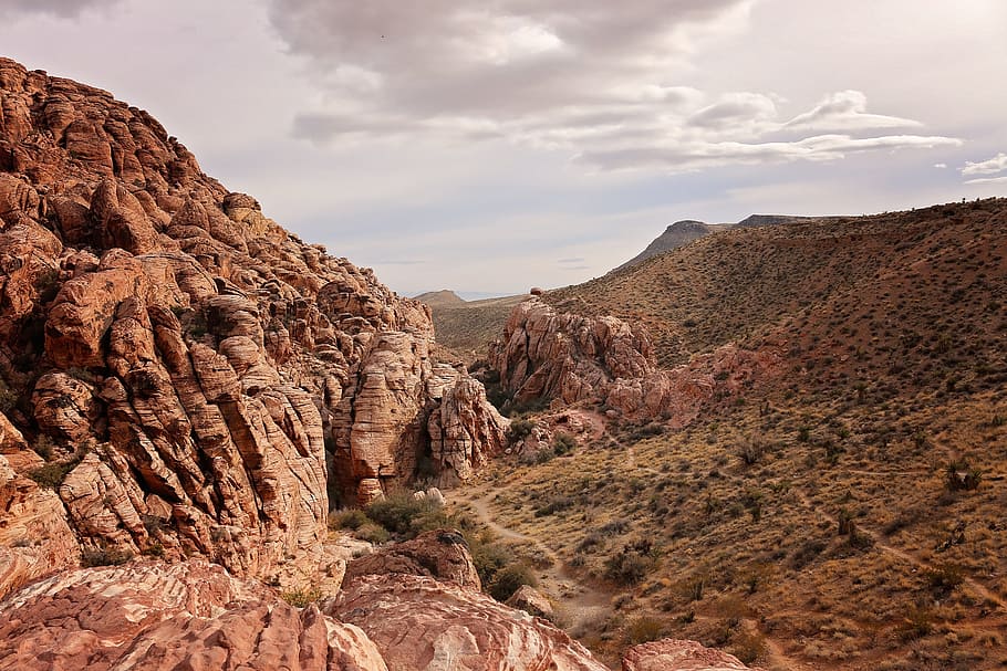 mountains during daytime, red rock canyon, las vegas, nevada, desert, nature, rock, sandstone, landscape, geology