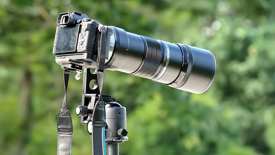 black, dslr camera, telephoto lens, outdoors, equipment, technology, camera, lens, zoom, modern