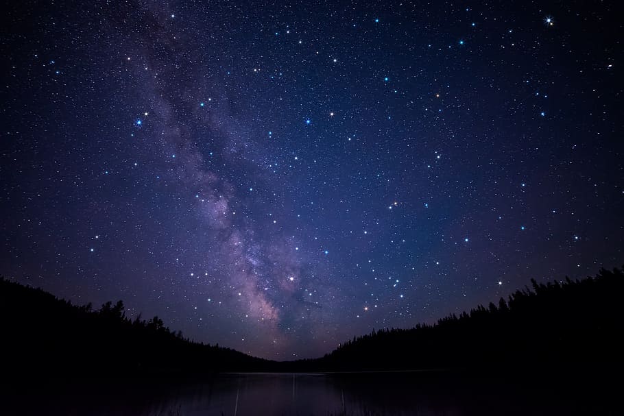 写真, 星, 青, 空, 青い空, ブリティッシュコロンビア州, カナダ, クリア, 湖, 夜