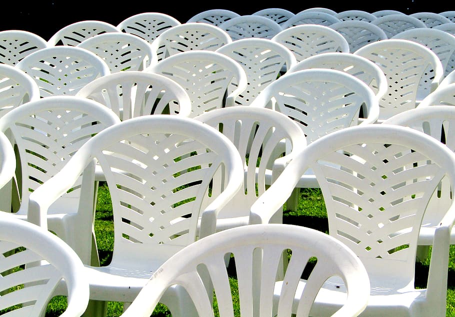 garden chairs, white, chair series, garden furniture, event, white color, chair, seat, pattern, arrangement