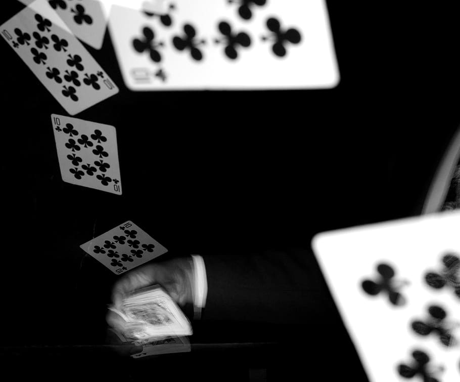 cardistry, strobe, cards, black and white, human body part, leisure games, human hand, indoors, gambling, luck
