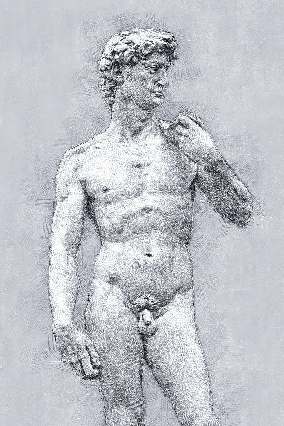 ミケランジェロ, デビッド, リバイバル, アート, 彫刻, 筋肉の構築, 上半身裸, 大人, 男性, 人体部分
