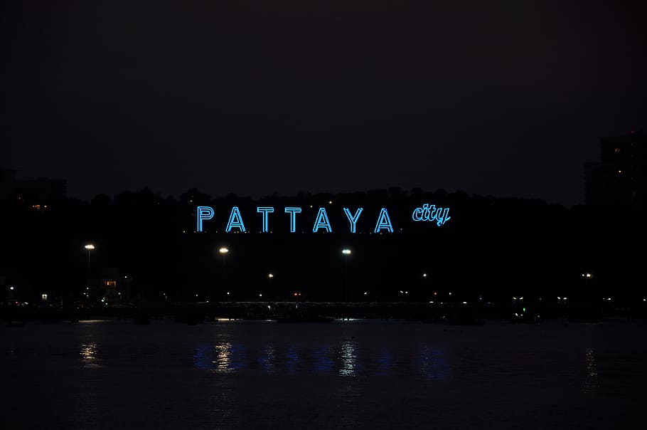 pattay city building, malam, Kota, Thailand, Pattaya, Asia, senja, panorama, laut, refleksi