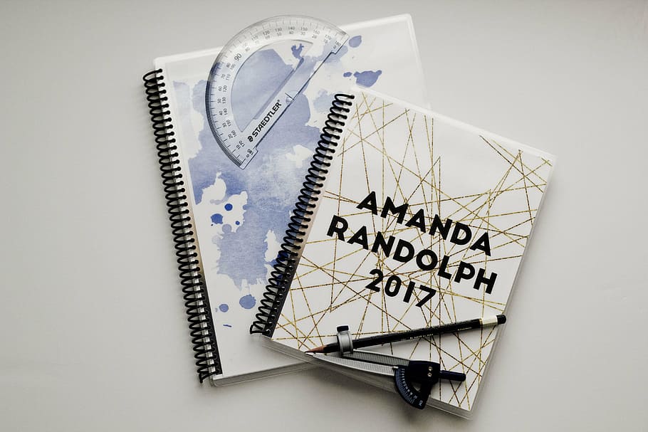 planner, planners, compass, protractor, cover, exterior, studio shot, indoors, communication, text