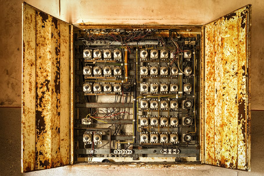 close, circuit breaker, elektrik, backup, box, lost places, electricity, current, risk, voltage
