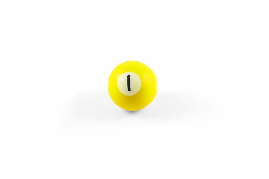 1 pool ball, white, surface, Ball, Yellow, Pool, Closeup, Life, symbol, one