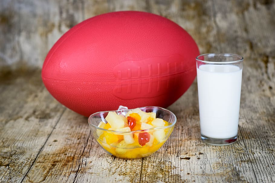 breakfast, milk, fruit, balloon, american football, nutritious, eat, healthy, food and drink, food