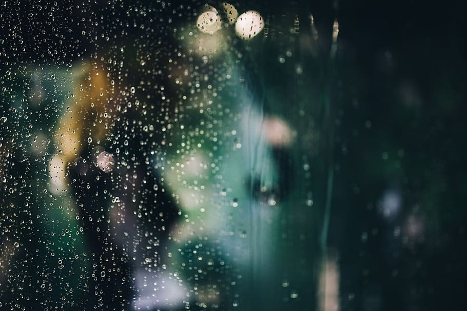 abstrak, hujan, latar belakang, kaca, jendela, basah, tetesan hujan, tetes, tetesan air, aqua