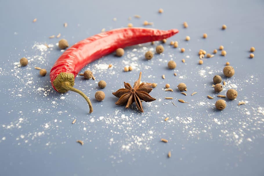 red, chili, star anise, Spices, Pepper, Anise, Sprockets, ingredients, chili pepper, sharp