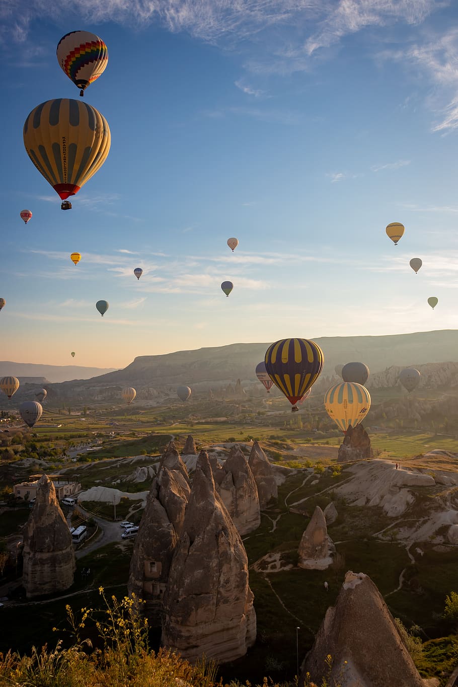 balão de ar quente, capadócia, turquia, balão, amanhecer, nascer do sol, paisagem, viagem, turismo, balonismo