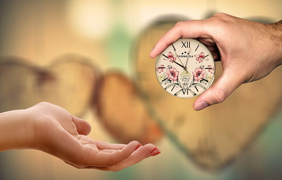 person holding clock, love, heart, time, give, take, gift, clock, affection, take your time