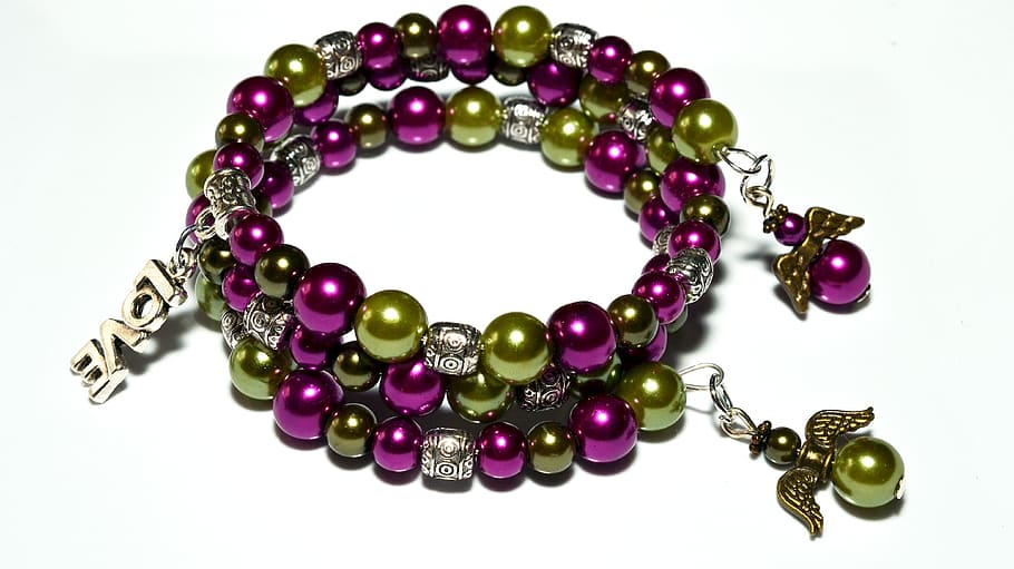 manik-manik, hijau, ungu, aksesori, perhiasan, gelang, kalung, dekorasi, mode, batu permata