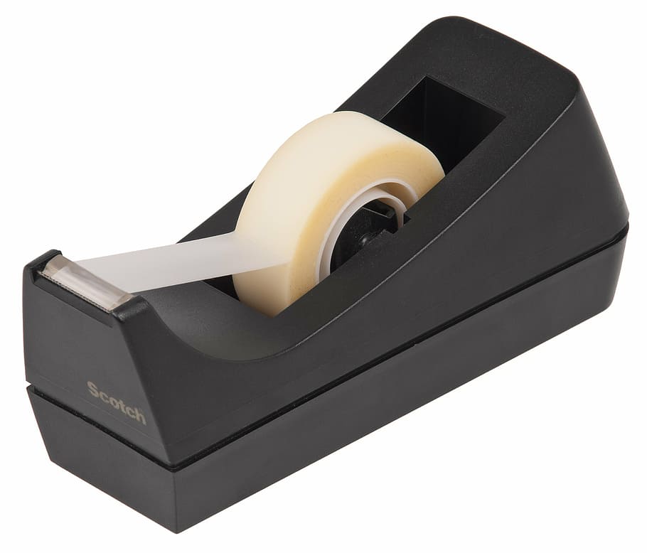 black, scotch tape, dispenser, tape, roll, adhesive, sticky, office, security, computer