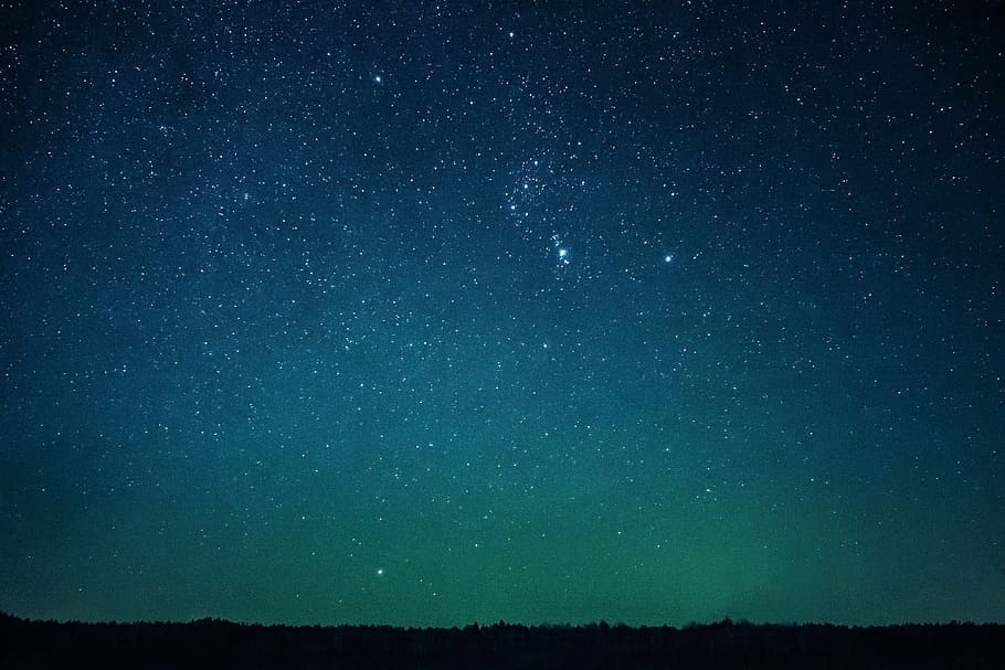 夜空の星の表示, 夜空, 星, ビュー, 黒, 青, 緑, 夜, 空, 星-宇宙