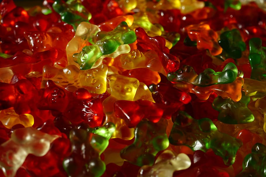 Gummi Bears, Gomas de frutas, Doçura, urso, colorido, cor, gelatina, comida, mordidela, gummibärchen