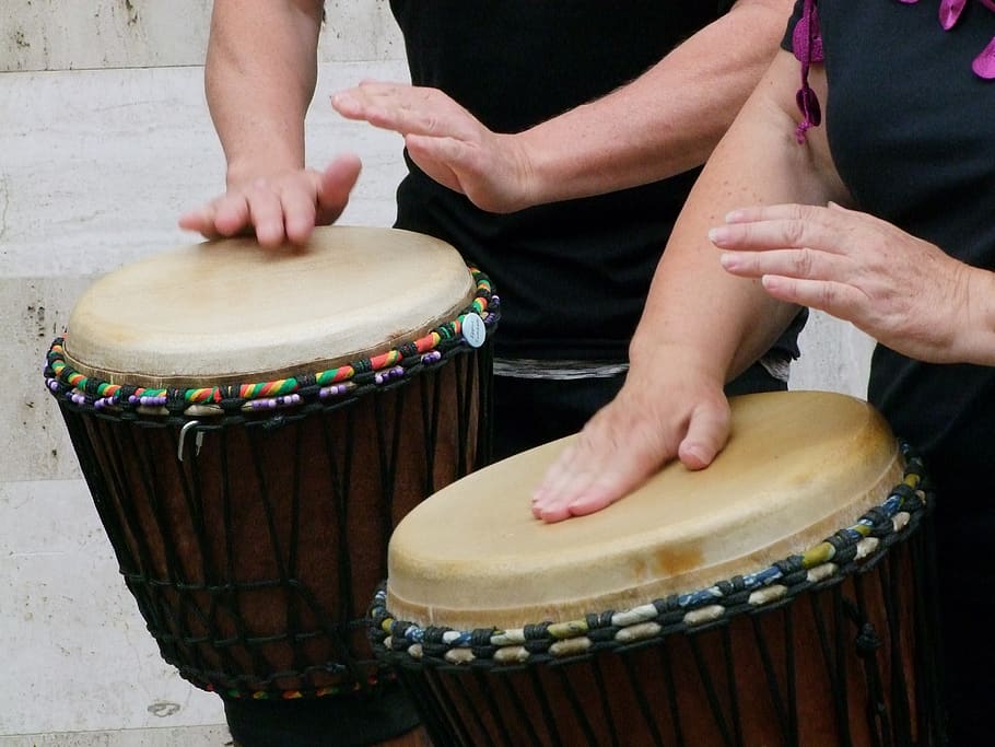 drums, drummer, drum, musician, djembe, instrument, street music, rhythm, musical instrument, music