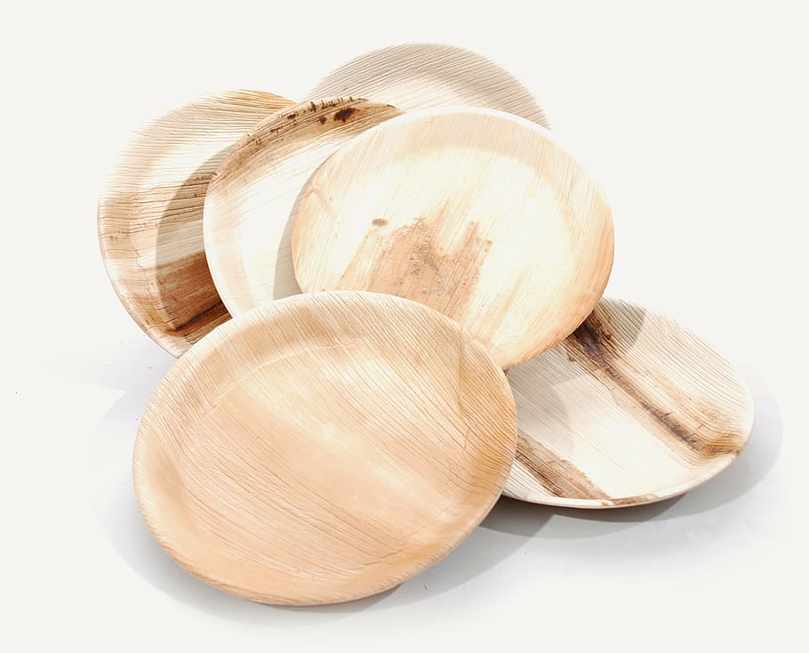 round, plates, palm leaf, material, dishware, wooden, food and drink, food, healthy eating, freshness