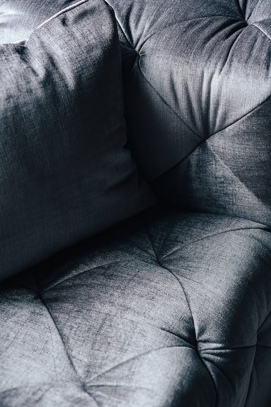 sofa, grey, bed, couch, material, settee, pillow, soft, sitting, Close-ups
