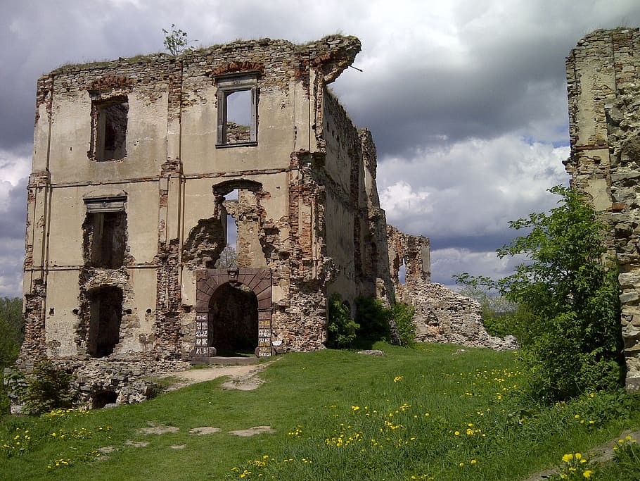 ruínas, ruína, castelo, velho, construção, arquitetura, história, europa, polônia, estrutura construída