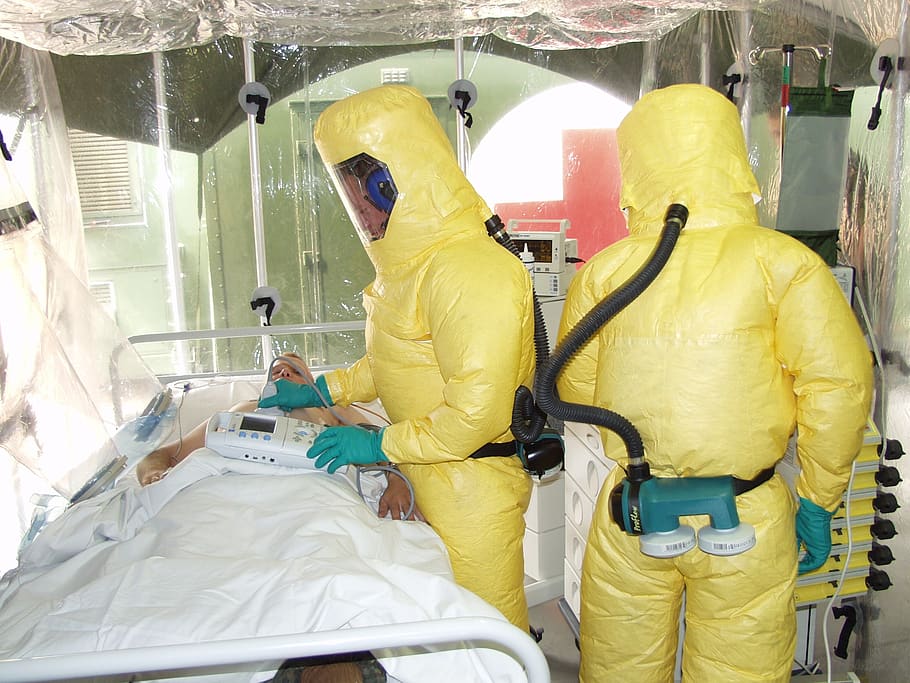 ebola, isolasi, infeksi, virus, patogen, menular, kesehatan dan pengobatan, kuning, pekerjaan, orang sungguhan