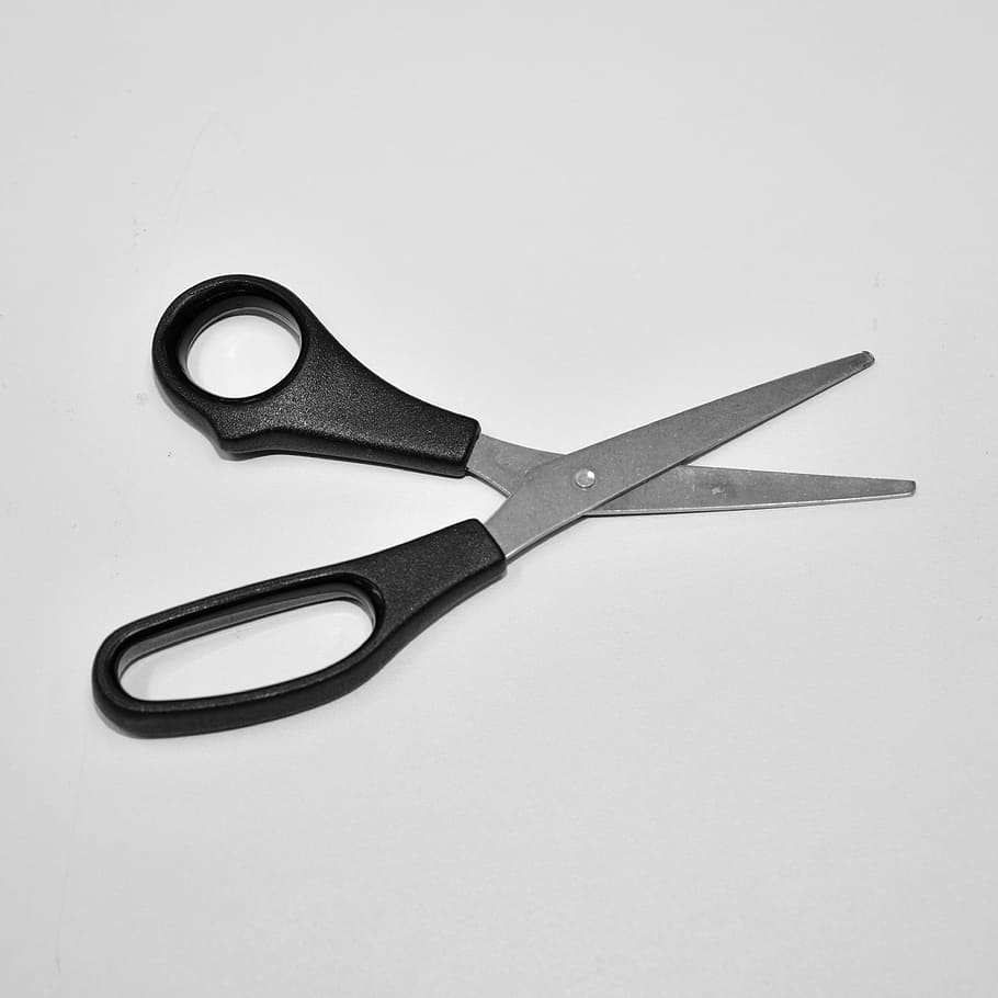 scissors, hairdresser, utensil, studio shot, single object, indoors, work tool, metal, white background, still life