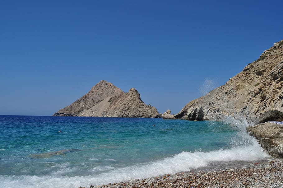 paximadia, 크레타 섬, 그리스, 바다, 물, 하늘, 풍경-자연, 푸른, 자연의 아름다움, 맑은 하늘