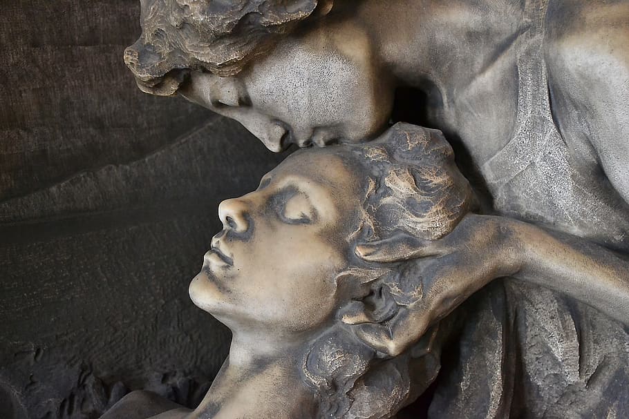 man, woman monument, milan, cemetery, sculpture, monumentale, art and craft, statue, craft, human representation