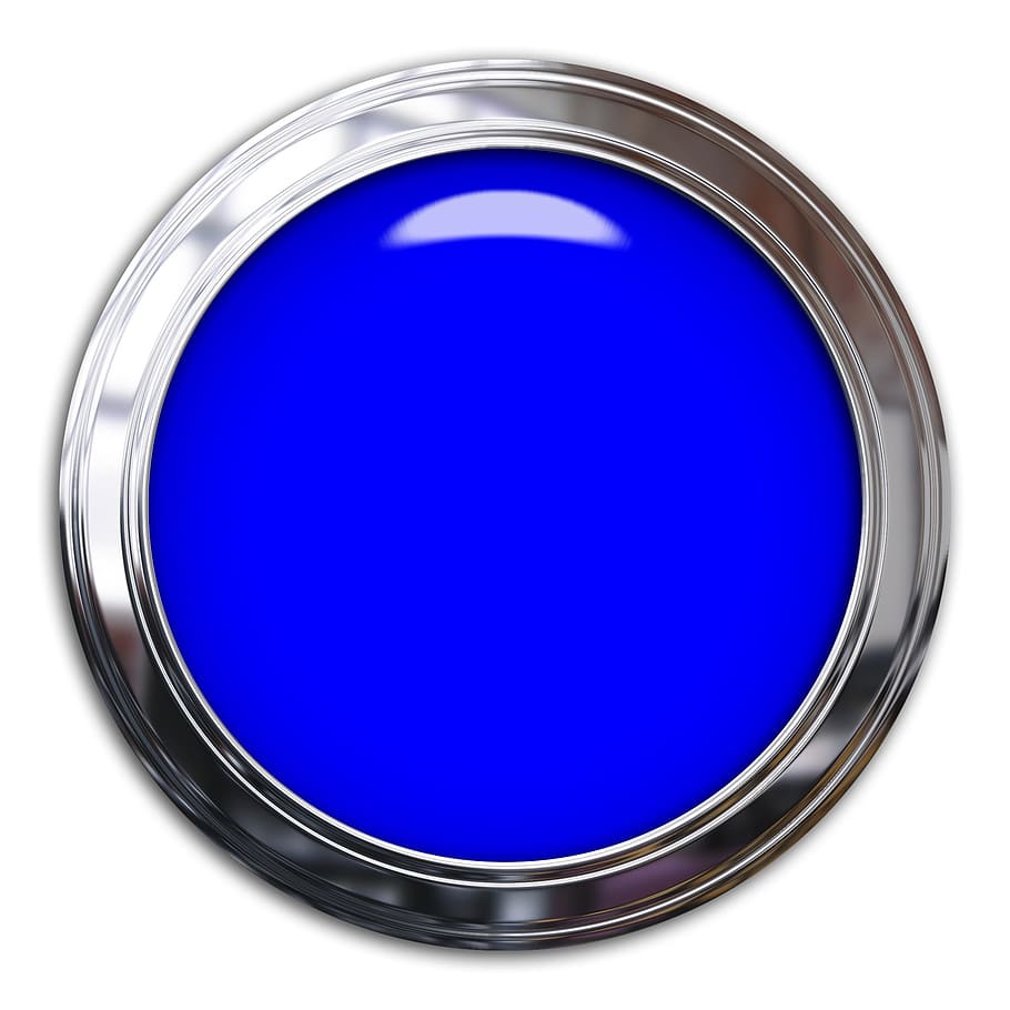 redondo, gris, marco, botón, luz, brillante, símbolo, icono, iluminado, Azul