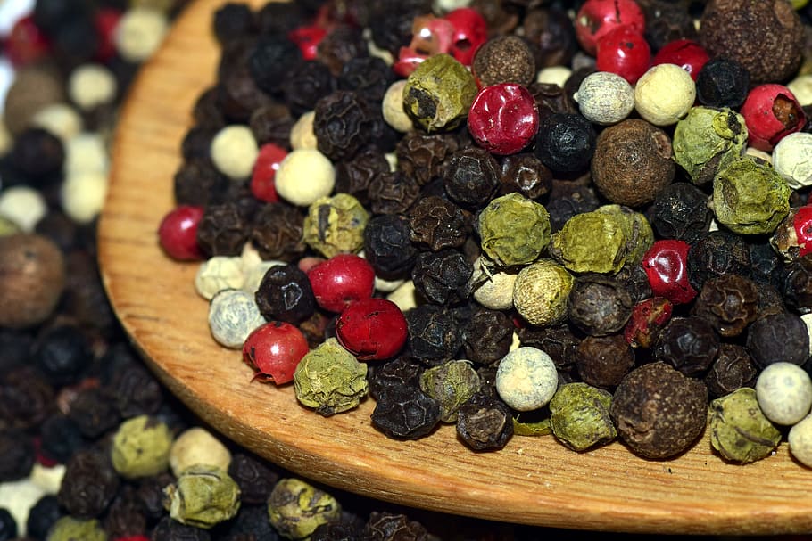 shallow, focus photo, dry, berries, Pepper, Peppercorns, Spices, Season, grains, black pepper
