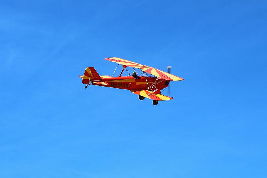 Double Decker, Oldtimer, Aircraft, propeller plane, ultra-light, air Vehicle, flying, airplane, propeller, sky
