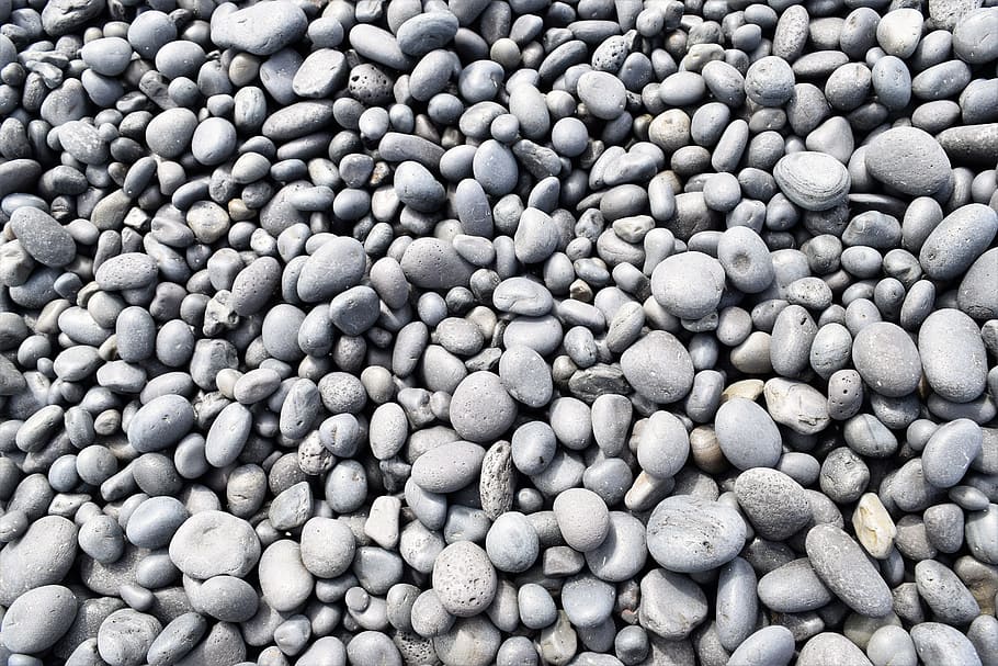 gris, lote de piedra de cantos rodados, guijarros, rocas, liso, zen, natural, negro, sombras, sombra